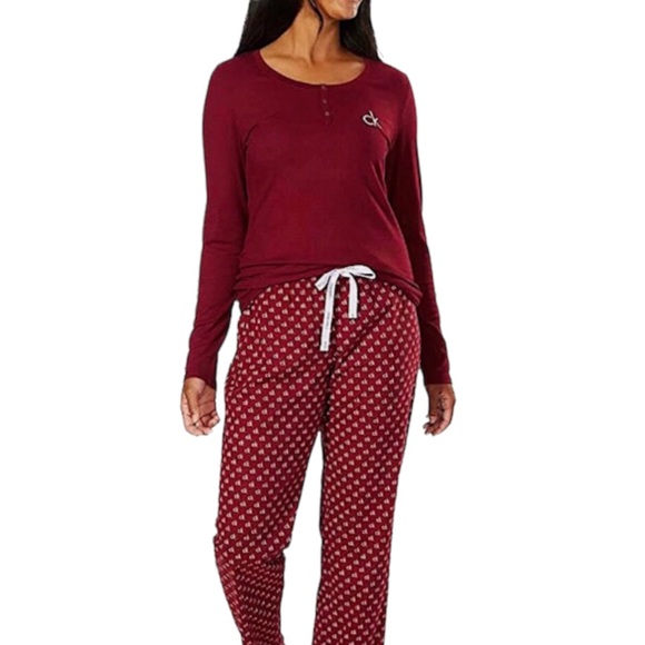 🆕🔥CALVIN KLEIN SUPER CUTE&STYLISH PJ SET/HENLEY LONGSLEEVE TOP&FLEECE PANTSNWT - Picture 6 of 6